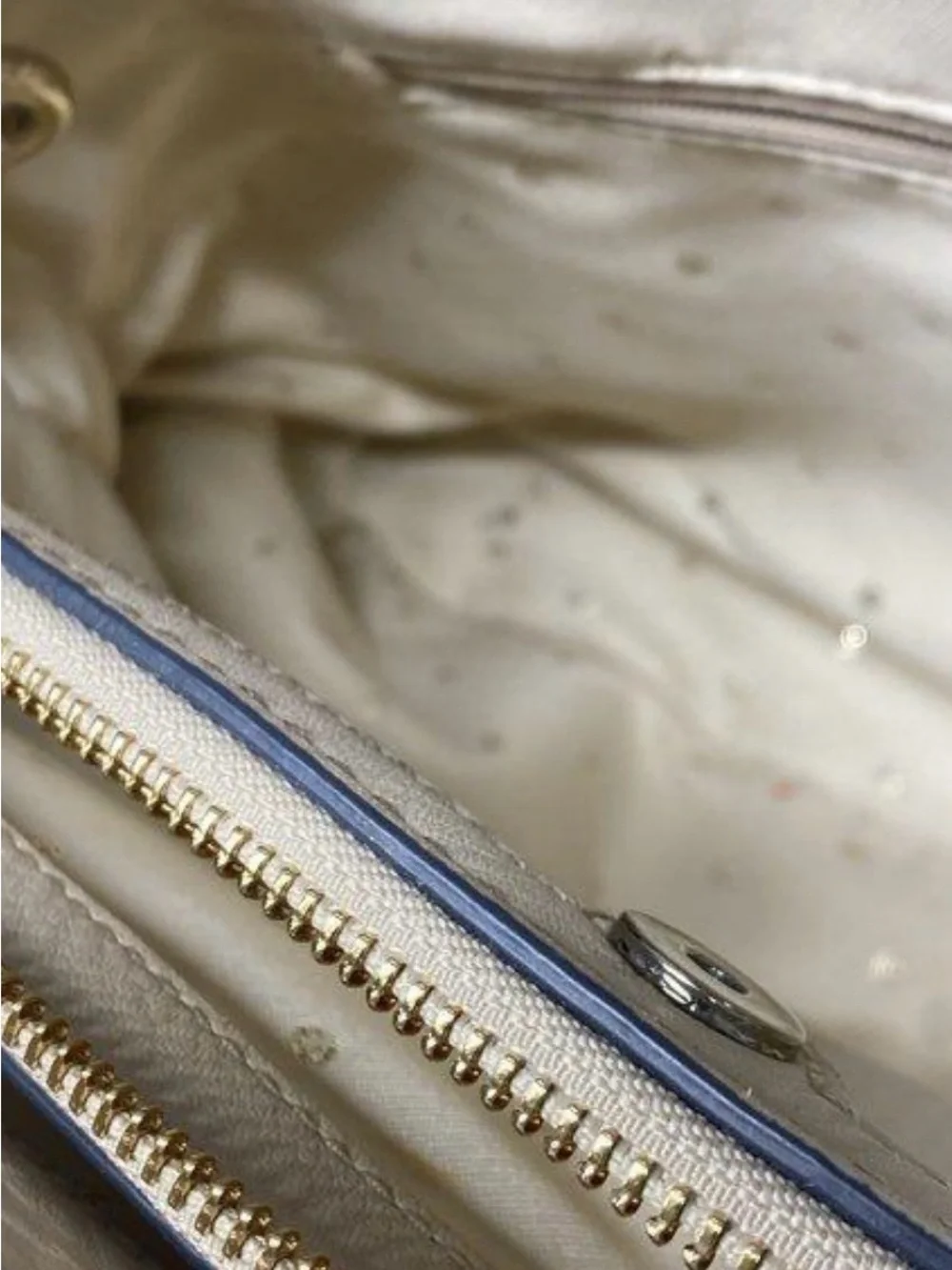 Kate Spade Cream Leather Satchel with Top Handles Laser Cut